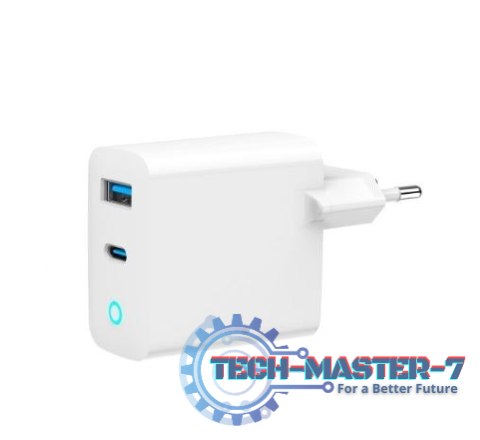 Ładowarka USB-A/C GaN LED 30W PD QC3.0 biała
