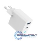 Ładowarka USB-A/C GaN LED 30W PD QC3.0 biała