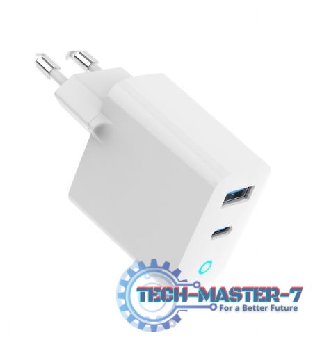 Ładowarka USB-A/C GaN LED 30W PD QC3.0 biała Ładowarka USB-A/C GaN LED 30W PD QC3.0 biała