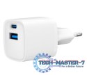 Mini-ładowarka USB-A USB-C 20W PD QC3.0 biała