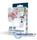 Mini-ładowarka USB-A USB-C 20W PD QC3.0 biała
