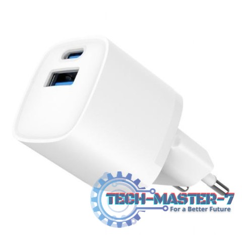 Mini-ładowarka USB-A USB-C 20W PD QC3.0 biała Mini-ładowarka USB-A USB-C 20W PD QC3.0 biała