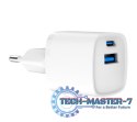 Mini-ładowarka USB-A USB-C 20W PD QC3.0 biała