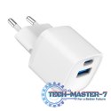 Mini-ładowarka USB-A USB-C 20W PD QC3.0 biała