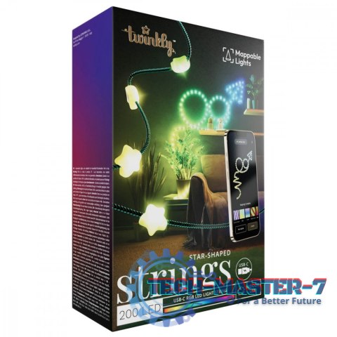 Inteligentne lampki dekoracyjne Strings USB-C (Candies) 200 LED RGB, gwiazdy, zielony przewód, 12 m Inteligentne lampki dekoracyjne Strings USB-C (Candies) 200 LED RGB, gwiazdy, zielony przewód, 12 m