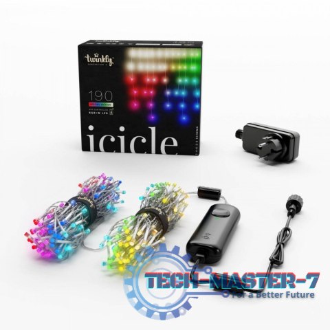 Inteligentne lampki sople Icicle 190 RGBW LED, 5x0,5 m, IP44, przezroczysty przewód Inteligentne lampki sople Icicle 190 RGBW LED, 5x0,5 m, IP44, przezroczysty przewód