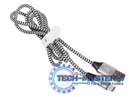 Kabel USB 2.0 TY PE-C A Male 1.0m czarno-srebrny