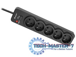 Listwa zasilająca PowerGuard PRO 1.8m (5 gniazd, 1 włącznik) czarna