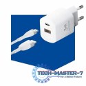 Ładowarka sieciowa 20W 1xUSB-C +USB-A PD QC bez kabla Biała