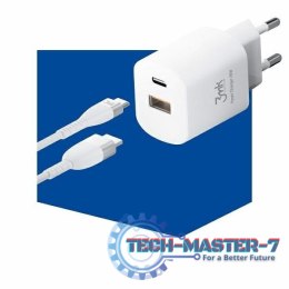 Ładowarka sieciowa 20W 1xUSB-C +USB-A PD QC bez kabla Biała