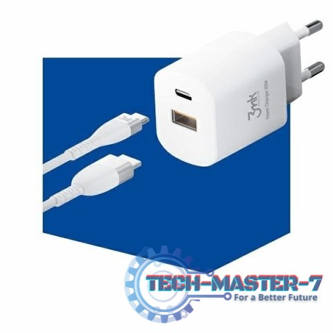 Ładowarka sieciowa 20W 1xUSB-C +USB-A PD QC bez kabla Biała Ładowarka sieciowa 20W 1xUSB-C +USB-A PD QC bez kabla Biała