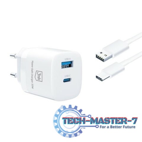 Ładowarka sieciowa 33W 1xUSB-C + 1xUSB-A GaN PD Ładowarka sieciowa 33W 1xUSB-C + 1xUSB-A GaN PD