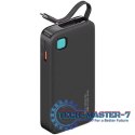 Powerbank 10000mAh 20W zwijany kabel USB-C fast charge Czarny