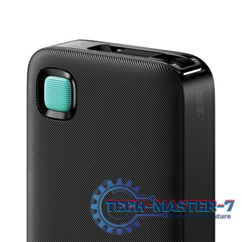 Powerbank 10000mAh 20W zwijany kabel USB-C fast charge Czarny Powerbank 10000mAh 20W zwijany kabel USB-C fast charge Czarny