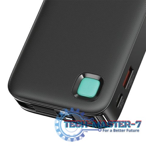 Powerbank 10000mAh 20W zwijany kabel USB-C fast charge Czarny Powerbank 10000mAh 20W zwijany kabel USB-C fast charge Czarny