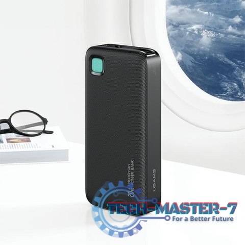 Powerbank 10000mAh 20W zwijany kabel USB-C fast charge Czarny Powerbank 10000mAh 20W zwijany kabel USB-C fast charge Czarny