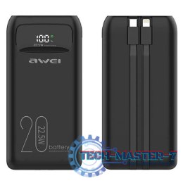 Powerbank 20000mAh P169K 22,5W USB-C+Lightning Kable / USB+USB-C