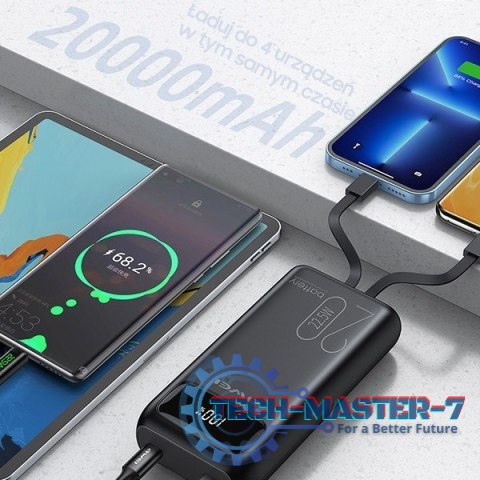 Powerbank 20000mAh P169K 22,5W USB-C+Lightning Kable / USB+USB-C Powerbank 20000mAh P169K 22,5W USB-C+Lightning Kable / USB+USB-C