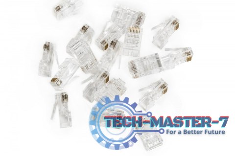 Wtyk RJ45 (8P8C) przelotowy, kat.5e, nieekranowany, AWG 26-24, opakowanie 100 sztuk Wtyk RJ45 (8P8C) przelotowy, kat.5e, nieekranowany, AWG 26-24, opakowanie 100 sztuk