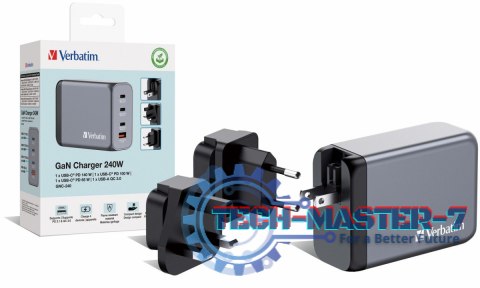 Ładowarka GNC-240 32205 GaN 240W, PD 3.1, QC 3.0 3x USB-C, 1x USB-A, UE / UK Ładowarka GNC-240 32205 GaN 240W, PD 3.1, QC 3.0 3x USB-C, 1x USB-A, UE / UK