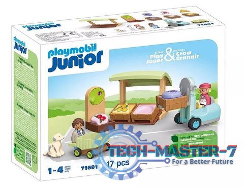 Zestaw z figurkami Junior 71691 Ekologiczny stragan z wózkiem widłowym
