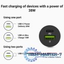 Ładowarka samochodowa PowerRide Nano38 38W 6A 1xUSB-C,1xUSB-A