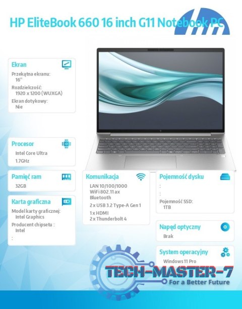 Notebook EliteBook 660 G11 U7-155U 1TB/32GB/W11Pro/16.0 A37W1ET Notebook EliteBook 660 G11 U7-155U 1TB/32GB/W11Pro/16.0 A37W1ET