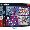 Puzzle 4x250 elementów Myszka Miki