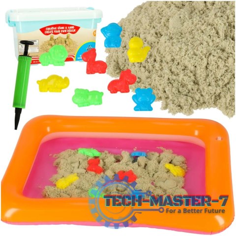 Piasek Kinetyczny w wiaderku 1kg foremki beżowy