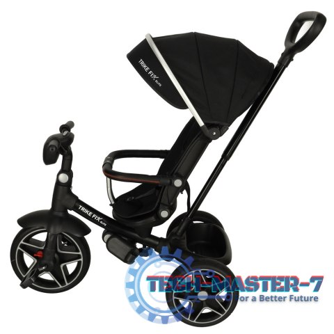 Rowerek trójkołowy TRIKE FIX Elite 2w1 z daszkiem obracany regulowany spacerówka prowadnik pasy czarny Rowerek trójkołowy TRIKE FIX Elite 2w1 z daszkiem obracany regulowany spacerówka prowadnik pasy czarny