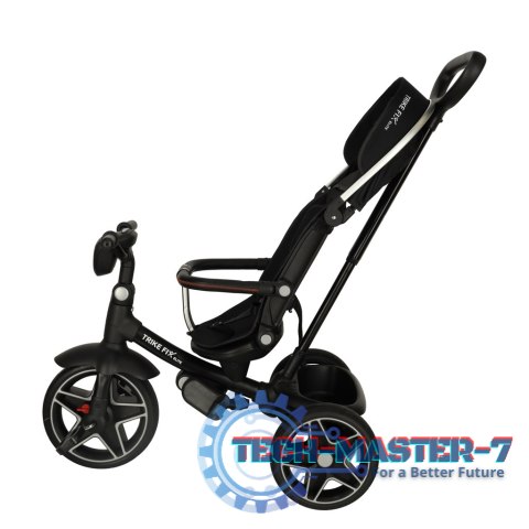 Rowerek trójkołowy TRIKE FIX Elite 2w1 z daszkiem obracany regulowany spacerówka prowadnik pasy czarny Rowerek trójkołowy TRIKE FIX Elite 2w1 z daszkiem obracany regulowany spacerówka prowadnik pasy czarny