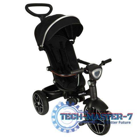 Rowerek trójkołowy TRIKE FIX Elite 2w1 z daszkiem obracany regulowany spacerówka prowadnik pasy czarny Rowerek trójkołowy TRIKE FIX Elite 2w1 z daszkiem obracany regulowany spacerówka prowadnik pasy czarny