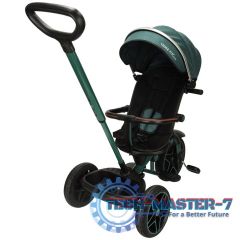 Rowerek trójkołowy TRIKE FIX Elite 2w1 z daszkiem obracany regulowany spacerówka prowadnik pasy zielony Rowerek trójkołowy TRIKE FIX Elite 2w1 z daszkiem obracany regulowany spacerówka prowadnik pasy zielony