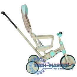 Rowerek trójkołowy TRIKE FIX V4 rower biegowy 6w1 daszek prowadnik pasy niebieski szary