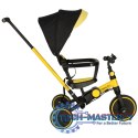 Rowerek trójkołowy TRIKE FIX V4 rower biegowy 6w1 daszek prowadnik pasy żółty czarny