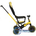 Rowerek trójkołowy TRIKE FIX V4 rower biegowy 6w1 daszek prowadnik pasy żółty czarny