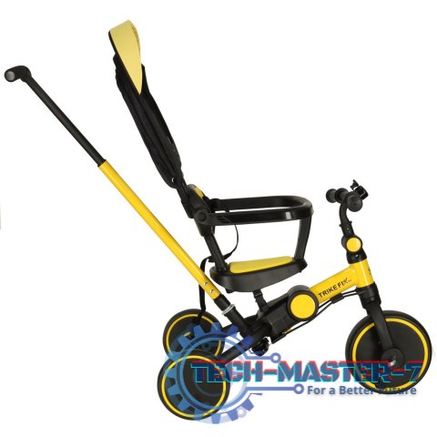 Rowerek trójkołowy TRIKE FIX V4 rower biegowy 6w1 daszek prowadnik pasy żółty czarny Rowerek trójkołowy TRIKE FIX V4 rower biegowy 6w1 daszek prowadnik pasy żółty czarny