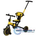 Rowerek trójkołowy TRIKE FIX V4 rower biegowy 6w1 daszek prowadnik pasy żółty czarny