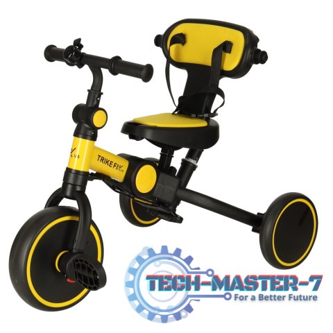 Rowerek trójkołowy TRIKE FIX V4 rower biegowy 6w1 daszek prowadnik pasy żółty czarny Rowerek trójkołowy TRIKE FIX V4 rower biegowy 6w1 daszek prowadnik pasy żółty czarny