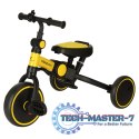 Rowerek trójkołowy TRIKE FIX V4 rower biegowy 6w1 daszek prowadnik pasy żółty czarny