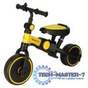 Rowerek trójkołowy TRIKE FIX V4 rower biegowy 6w1 daszek prowadnik pasy żółty czarny