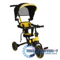 Rowerek trójkołowy TRIKE FIX V4 rower biegowy 6w1 daszek prowadnik pasy żółty czarny