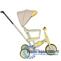 Rowerek trójkołowy TRIKE FIX V4 rower biegowy 6w1 daszek prowadnik pasy żółty szary