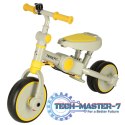 Rowerek trójkołowy TRIKE FIX V4 rower biegowy 6w1 daszek prowadnik pasy żółty szary