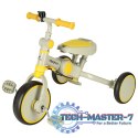 Rowerek trójkołowy TRIKE FIX V4 rower biegowy 6w1 daszek prowadnik pasy żółty szary