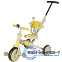 Rowerek trójkołowy TRIKE FIX V4 rower biegowy 6w1 daszek prowadnik pasy żółty szary