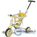 Rowerek trójkołowy TRIKE FIX V4 rower biegowy 6w1 daszek prowadnik pasy żółty szary