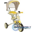 Rowerek trójkołowy TRIKE FIX V4 rower biegowy 6w1 daszek prowadnik pasy żółty szary