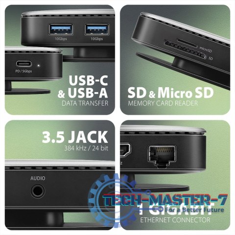 HMC-UFO Wieloportowy hub USB 9in1, 10Gbps, 2x USB-A, HDMI 4K/60Hz, M.2 NVMe/SATA, audio, PD 100W, SD/microSD, GLAN, 65cm USB-C k HMC-UFO Wieloportowy hub USB 9in1, 10Gbps, 2x USB-A, HDMI 4K/60Hz, M.2 NVMe/SATA, audio, PD 100W, SD/microSD, GLAN, 65cm USB-C k
