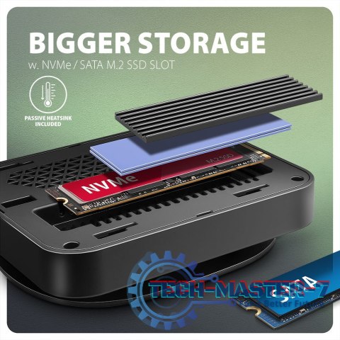 HMC-UFO Wieloportowy hub USB 9in1, 10Gbps, 2x USB-A, HDMI 4K/60Hz, M.2 NVMe/SATA, audio, PD 100W, SD/microSD, GLAN, 65cm USB-C k HMC-UFO Wieloportowy hub USB 9in1, 10Gbps, 2x USB-A, HDMI 4K/60Hz, M.2 NVMe/SATA, audio, PD 100W, SD/microSD, GLAN, 65cm USB-C k